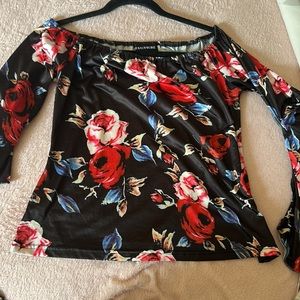 XL off shoulder black with floral top